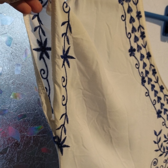 Embroidered Blue And White Cover Up - Picture 8 of 13